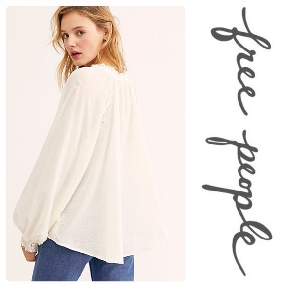 Free People Sivan Embroidered Blouse ivory NWT - Picture 3 of 9